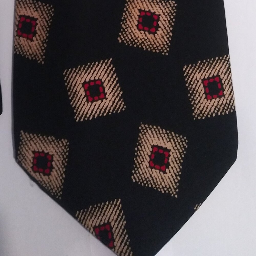 Vintage Prima Italy Geometric Silk Tie 100% Silk